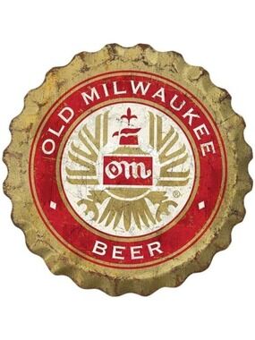 Old Milwaukee Beer Metal Bottle Cap Sign Garage Shop Bar Man Cave Outdoor LARGE